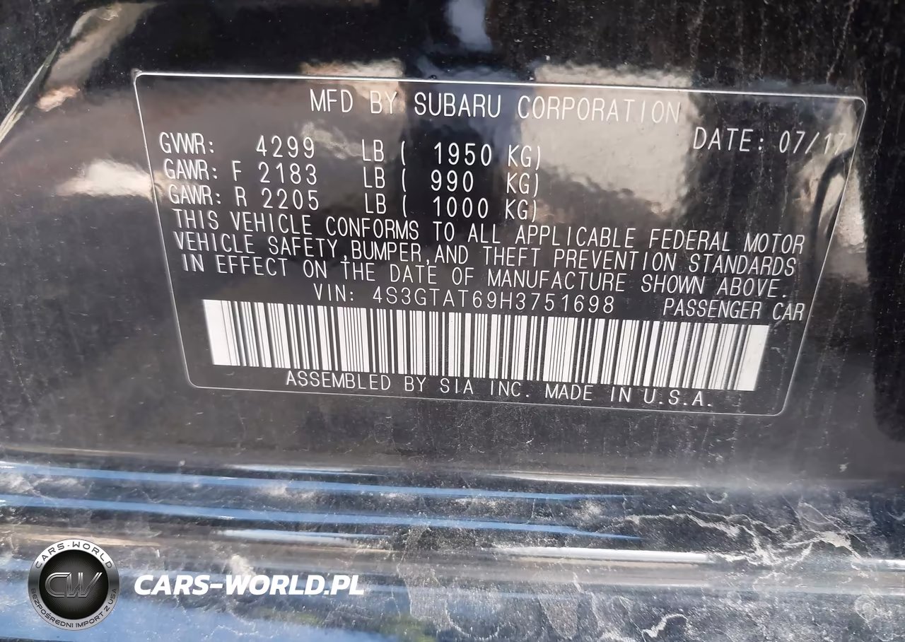 2017 Subaru Impreza 2.0I Limited VIN:4S3GTAT69H3751698 - 9
