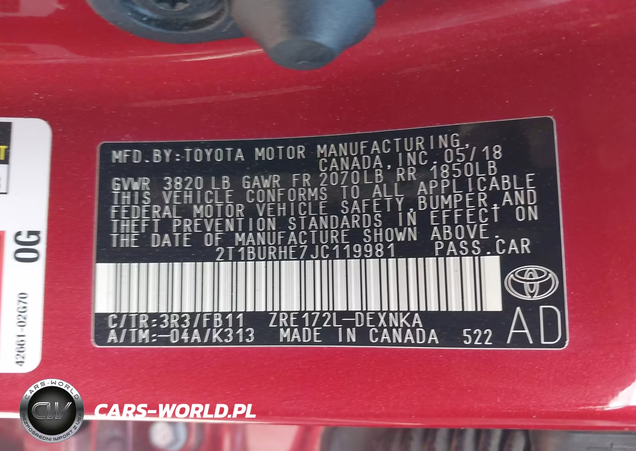 2018 Toyota Corolla Le VIN:2T1BURHE7JC119981 - 9