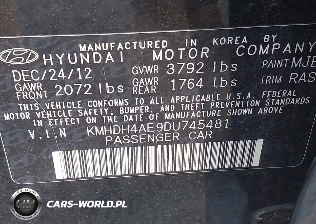 2013 Hyundai Elantra Gls VIN:KMHDH4AE9DU745481 - 9