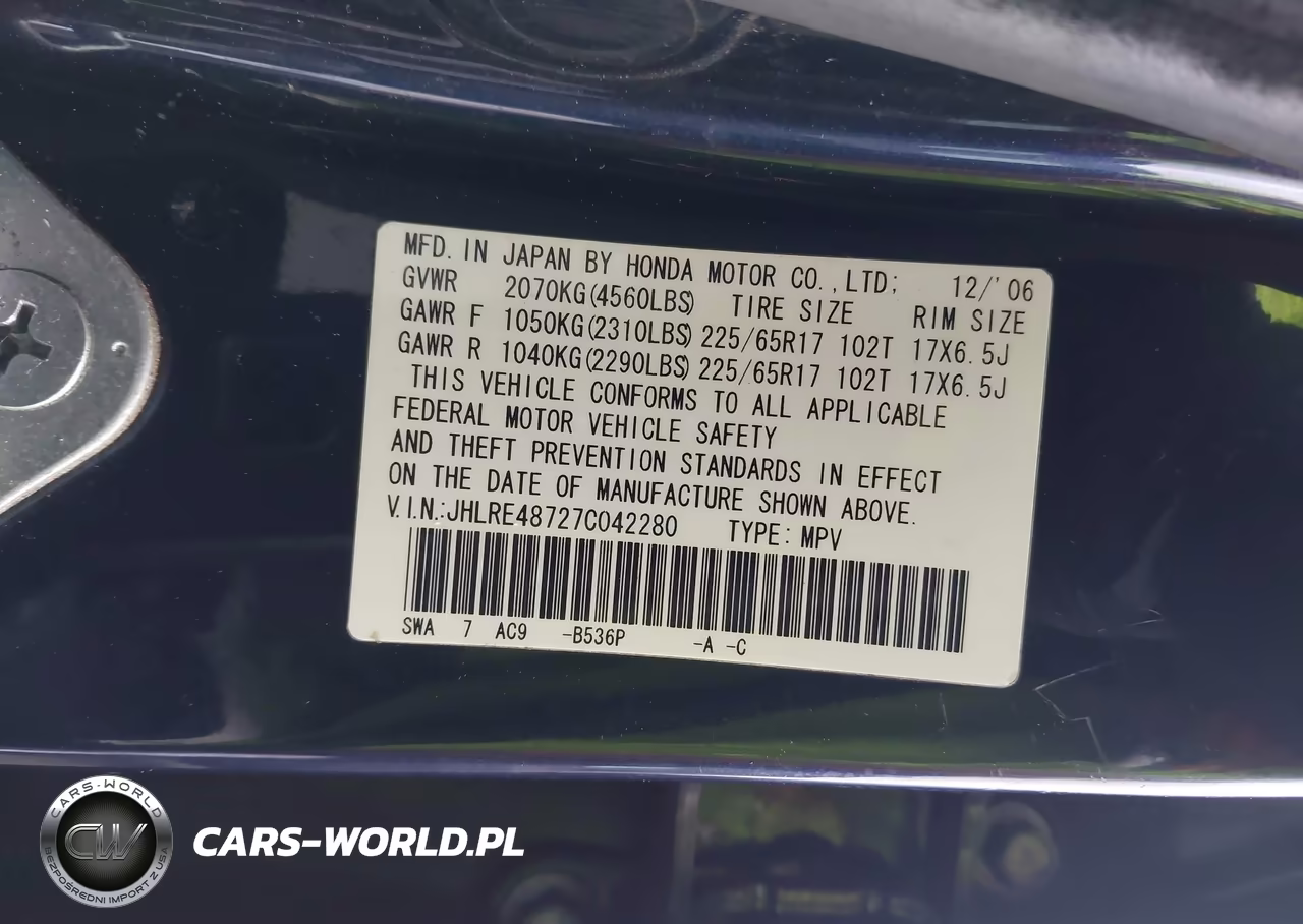2007 Honda Cr-V Ex-L VIN:JHLRE48727C042280 - 9