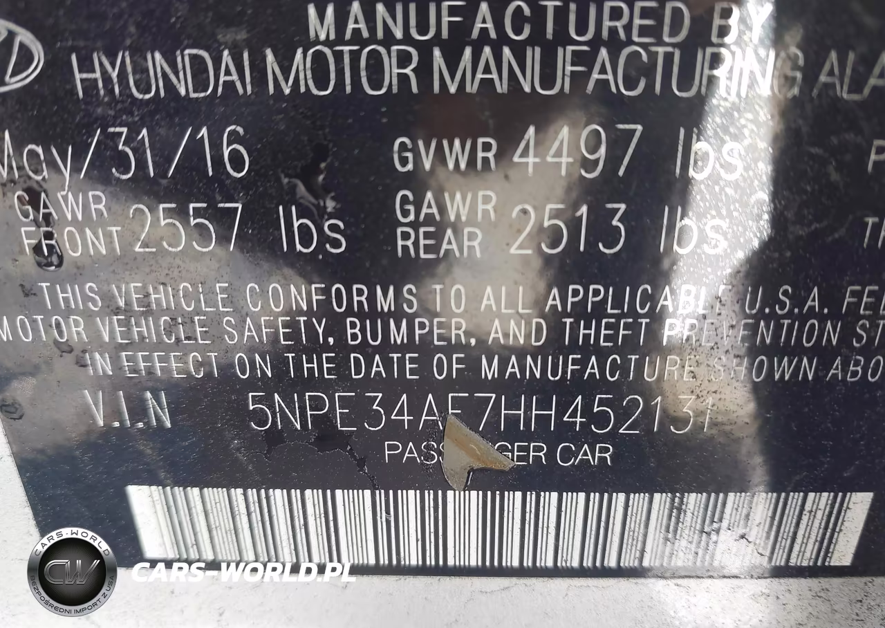 2017 Hyundai Sonata Sport VIN:5NPE34AF7HH452131 - 9
