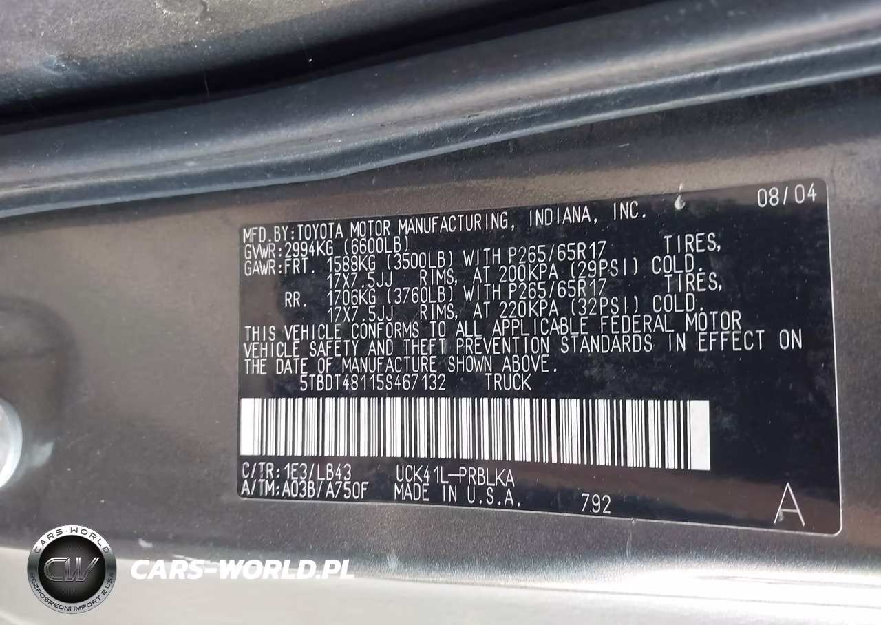 2005 Toyota Tundra Limited V8 VIN:5TBDT48115S467132 - 9