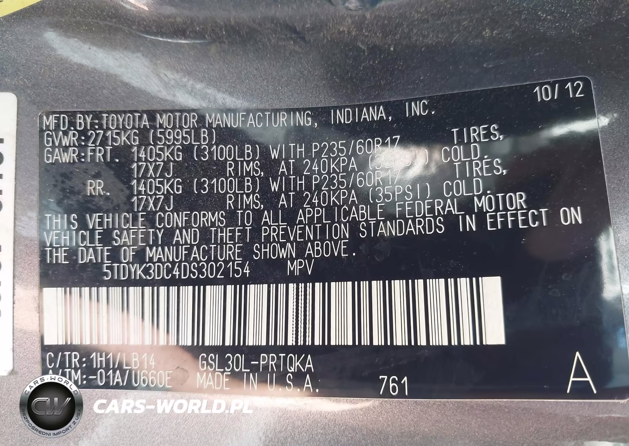 2013 Toyota Sienna Xle V6 8 Passenger VIN:5TDYK3DC4DS302154 - 9