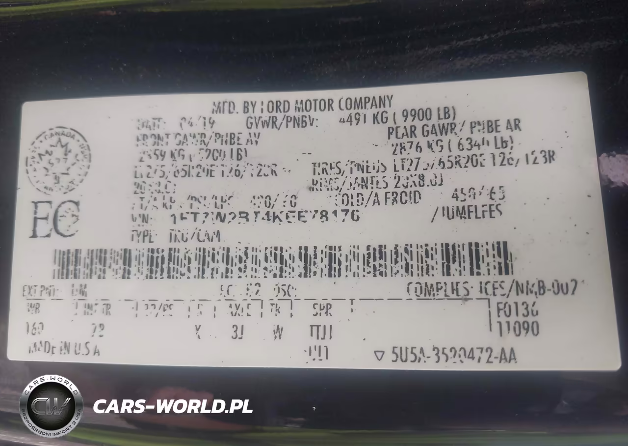 2019 Ford Super Duty F-250 Srw Platinum VIN:1FT7W2BT4KEE78170 - 9
