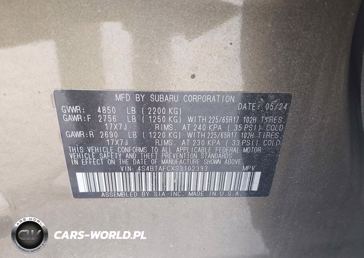 2025 Subaru Outback Premium VIN:4S4BTAFCXS3102393 - 9