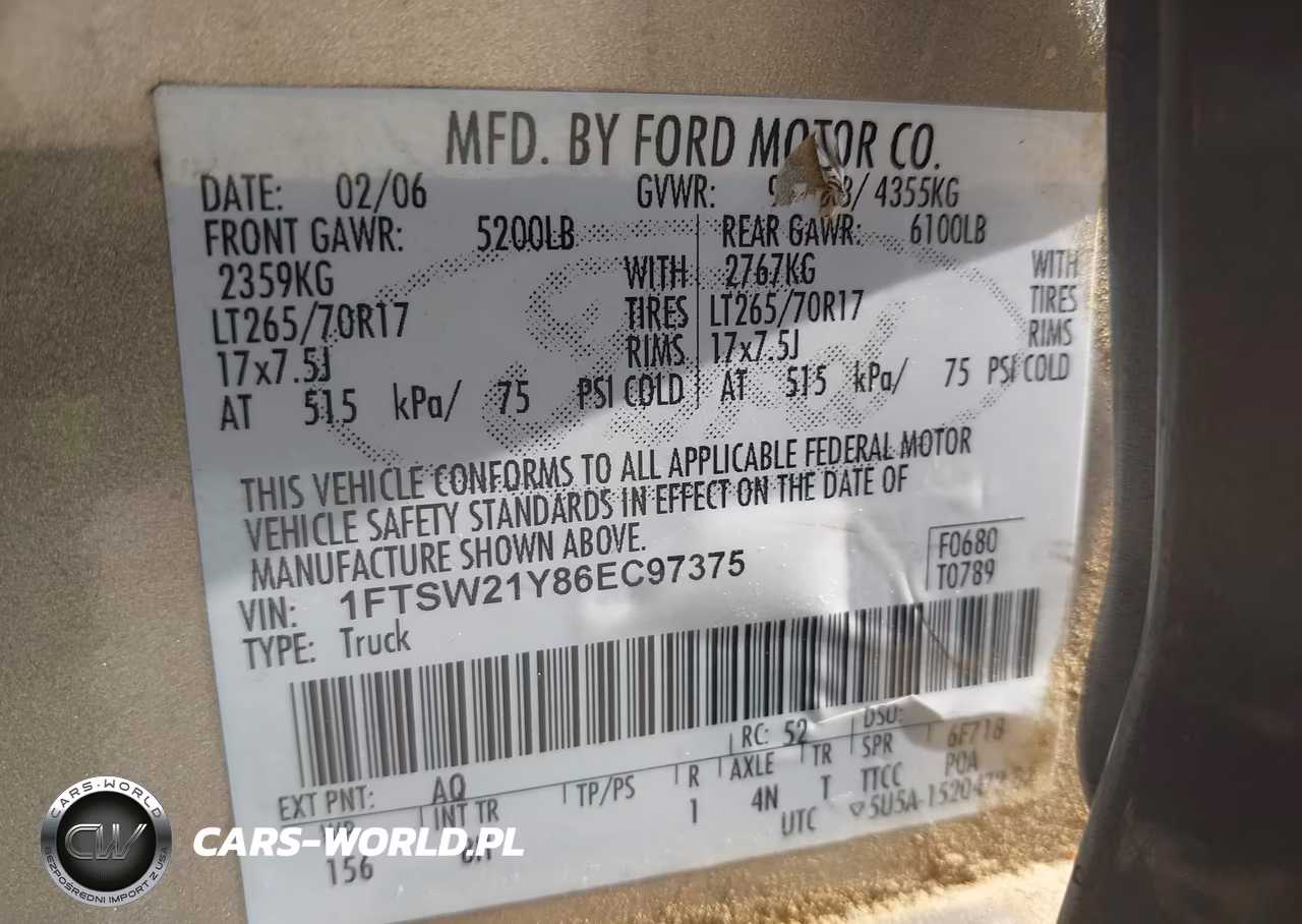 2006 Ford F-250 Lariat-Xl-Xlt VIN:1FTSW21Y86EC97375 - 9