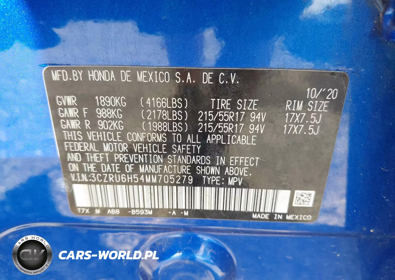 2021 Honda Hr-V Awd Ex VIN:3CZRU6H54MM705279 - 9
