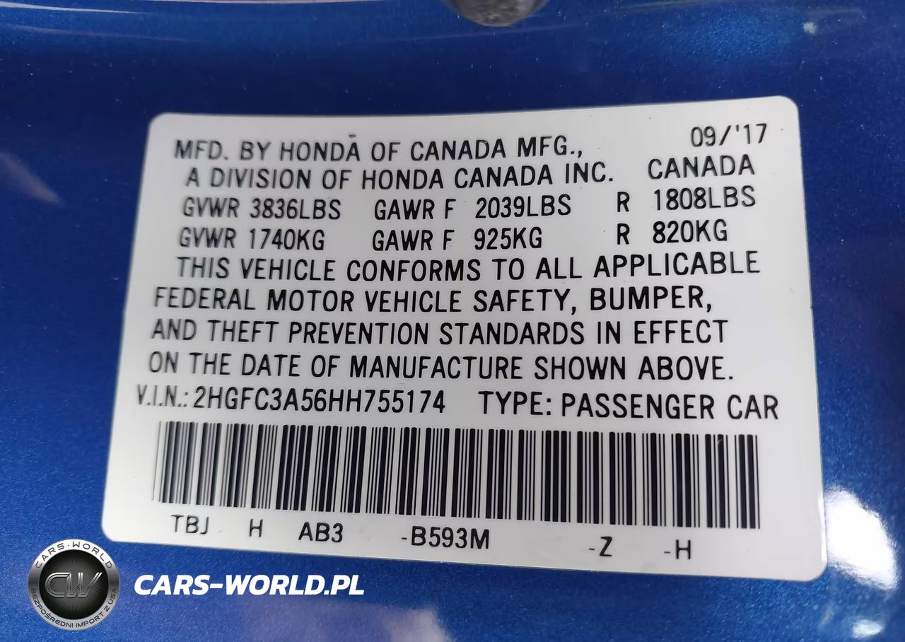 2017 Honda Civic Si VIN:2HGFC3A56HH755174 - 9