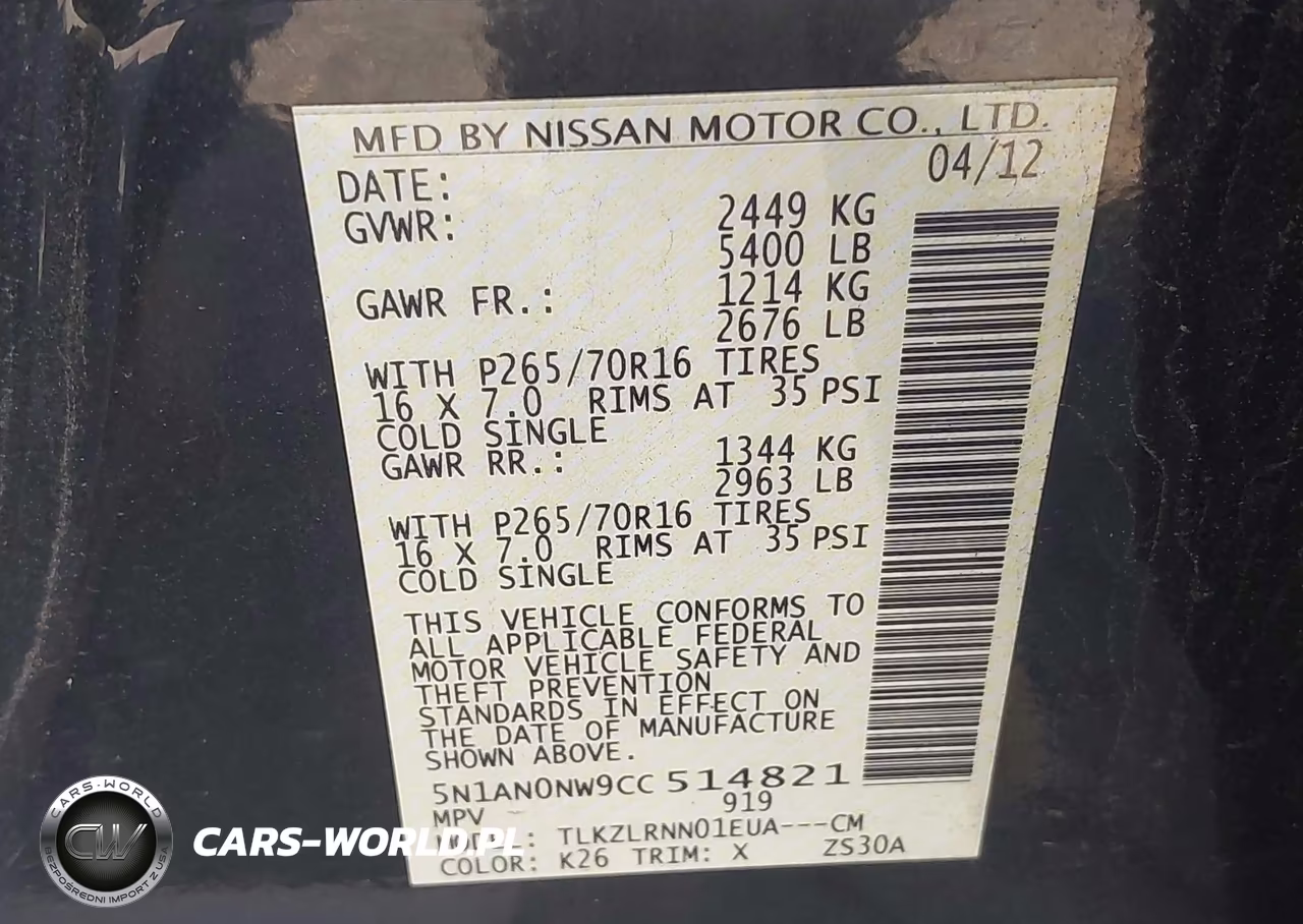 2012 Nissan Xterra S VIN:5N1AN0NW9CC514821 - 9