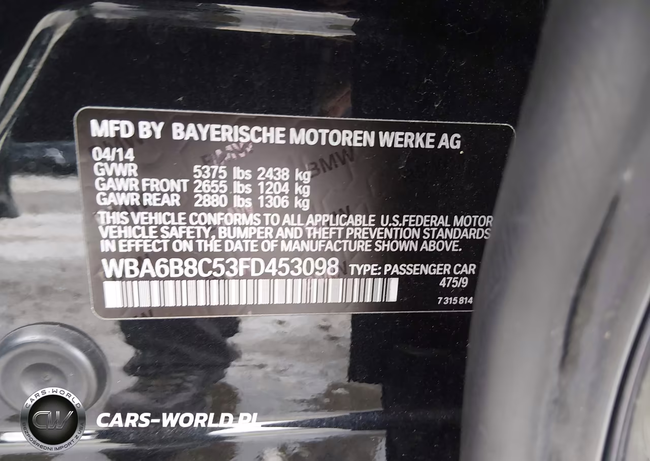 2015 BMW 640I Gran Coupe xDrive VIN:WBA6B8C53FD453098 - 9