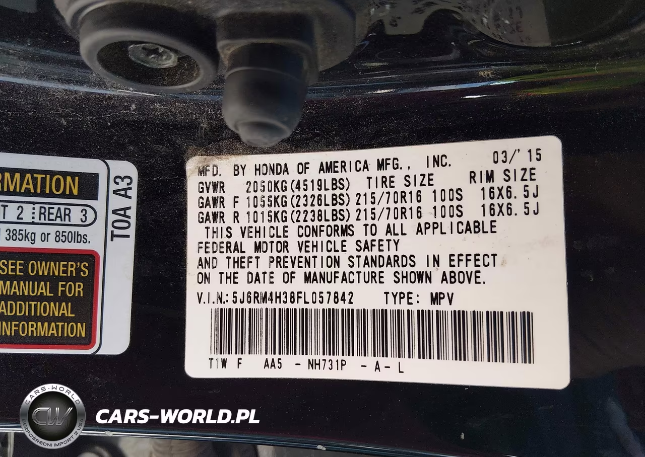 2015 Honda Cr-V Lx VIN:5J6RM4H38FL057842 - 9