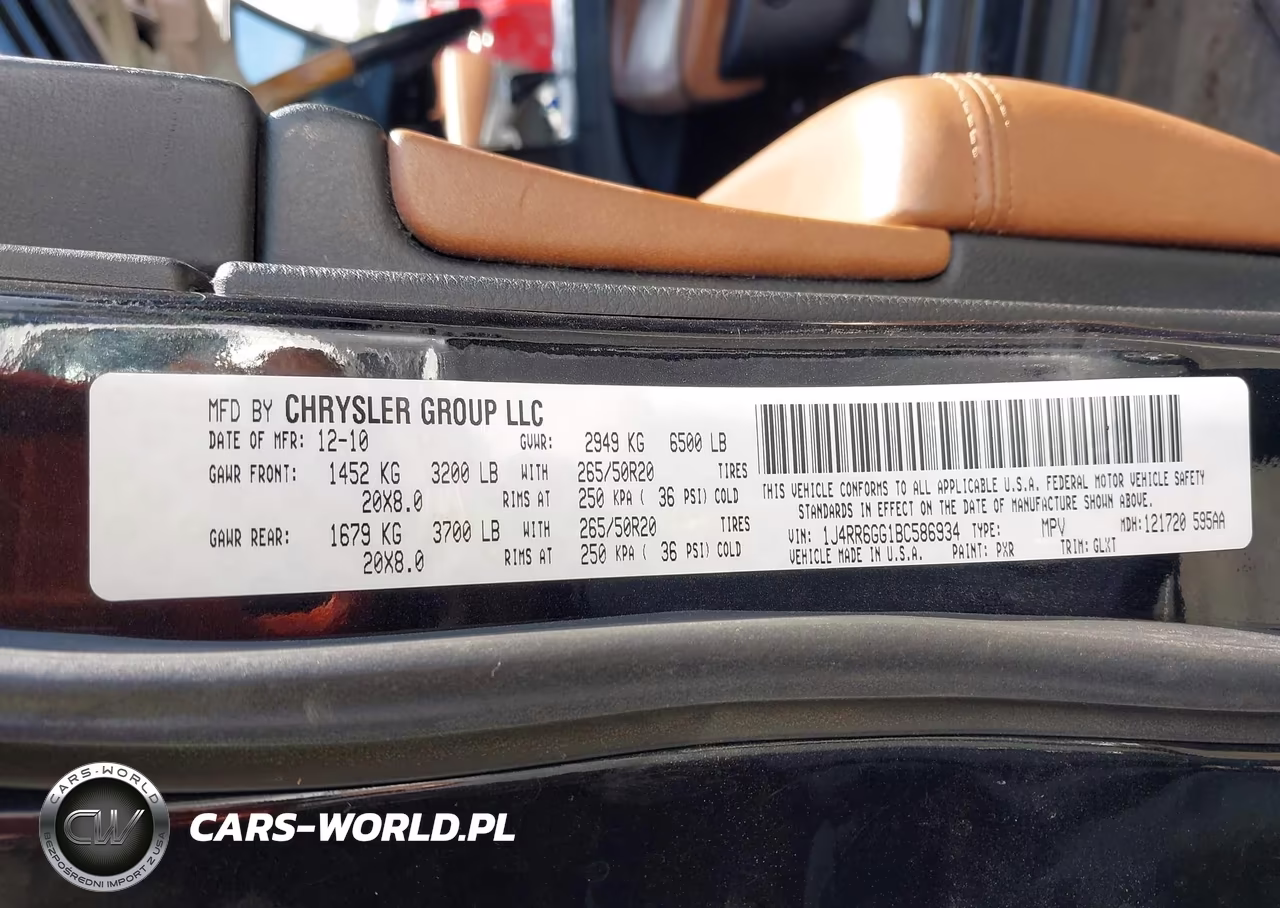 2011 Jeep Grand Cherokee Overland VIN:1J4RR6GG1BC586934 - 9