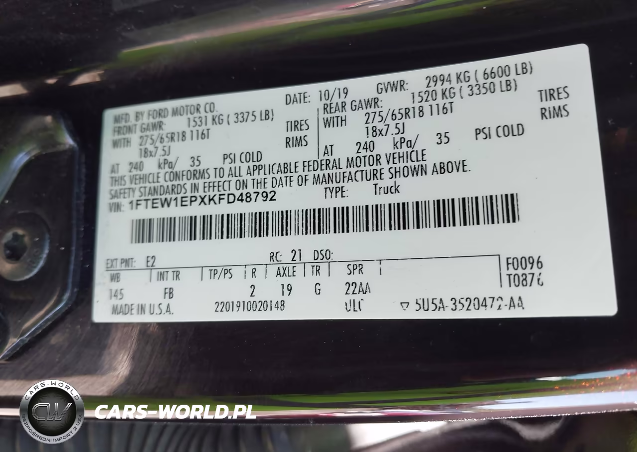 2019 Ford F-150 Xlt VIN:1FTEW1EPXKFD48792 - 9