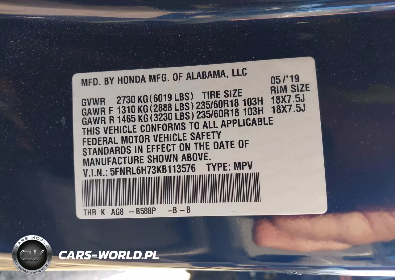 2019 Honda Odyssey Ex-L VIN:5FNRL6H73KB113576 - 9