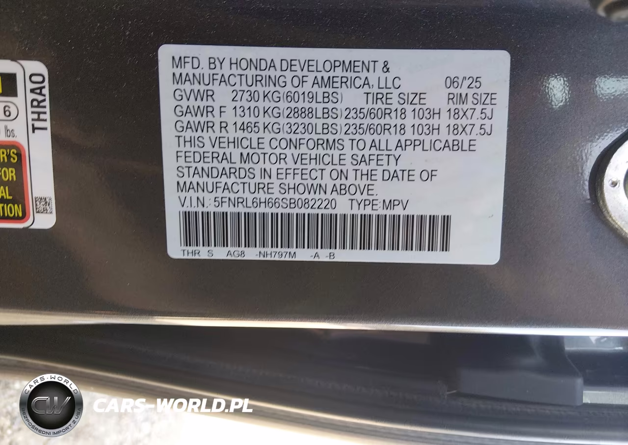 2025 Honda Odyssey Ex-L VIN:5FNRL6H66SB082220 - 9
