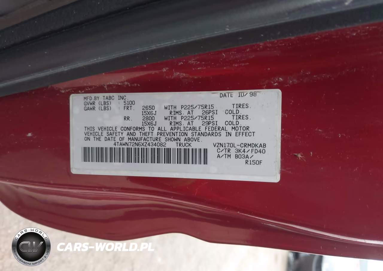 1999 Toyota Tacoma VIN:4TAWN72N6XZ434082 - 9