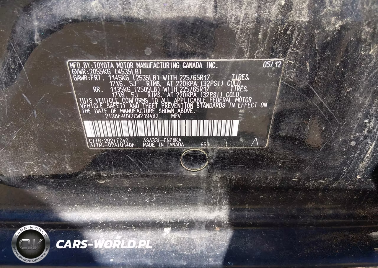 2012 Toyota Rav4 VIN:2T3BF4DV2CW219482 - 9