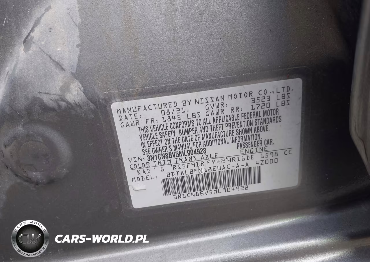 2021 Nissan Versa S 5-Speed Manual Transmission VIN:3N1CN8BV5ML904928 - 9