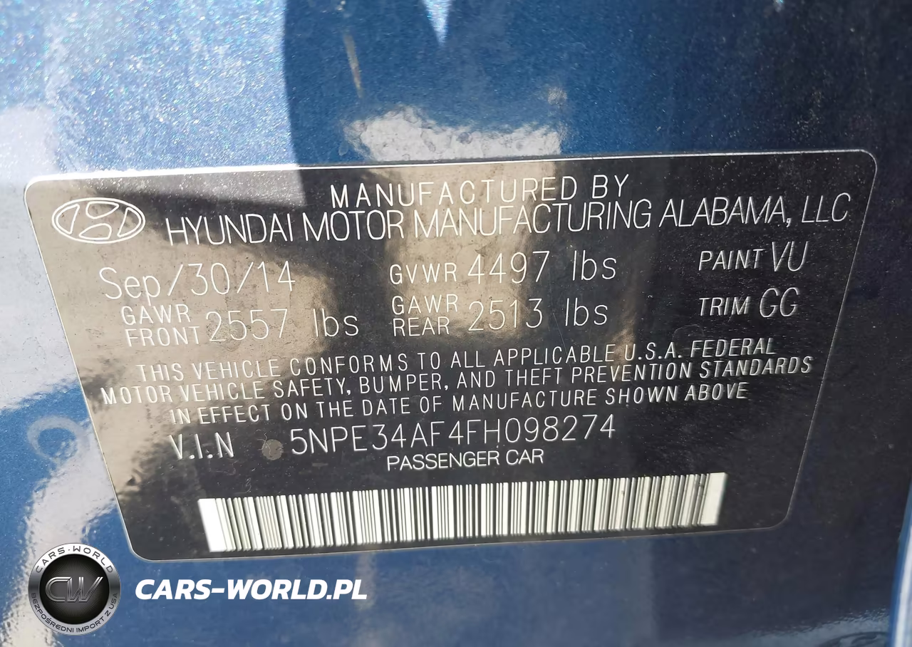 2015 Hyundai Sonata Sport VIN:5NPE34AF4FH098274 - 9