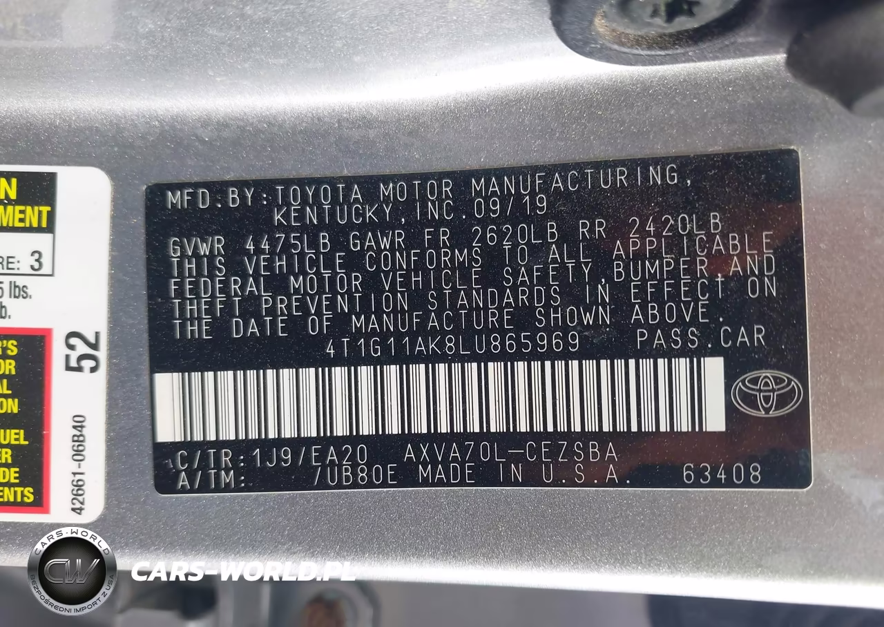 2020 Toyota Camry Se VIN:4T1G11AK8LU865969 - 9
