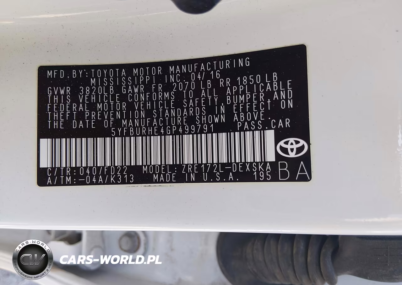 2016 Toyota Corolla S Plus VIN:5YFBURHE4GP499791 - 9