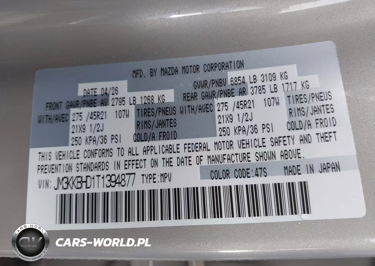 2026 Mazda Cx-90 3.3 Turbo Preferred VIN:JM3KKBHD1T1394877 - 9