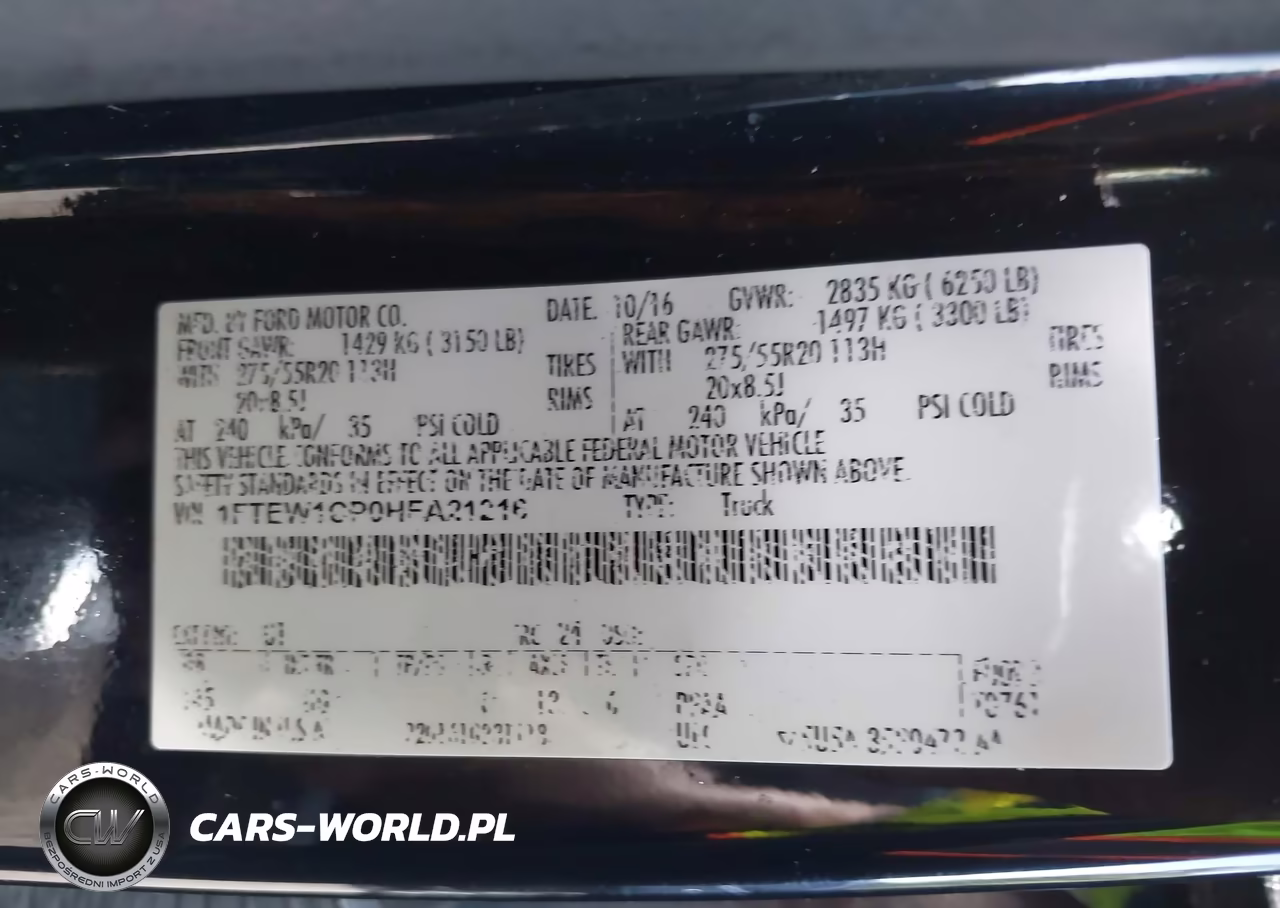 FORD F-150 VIN:1FTEW1CP0HFA21216 - 9