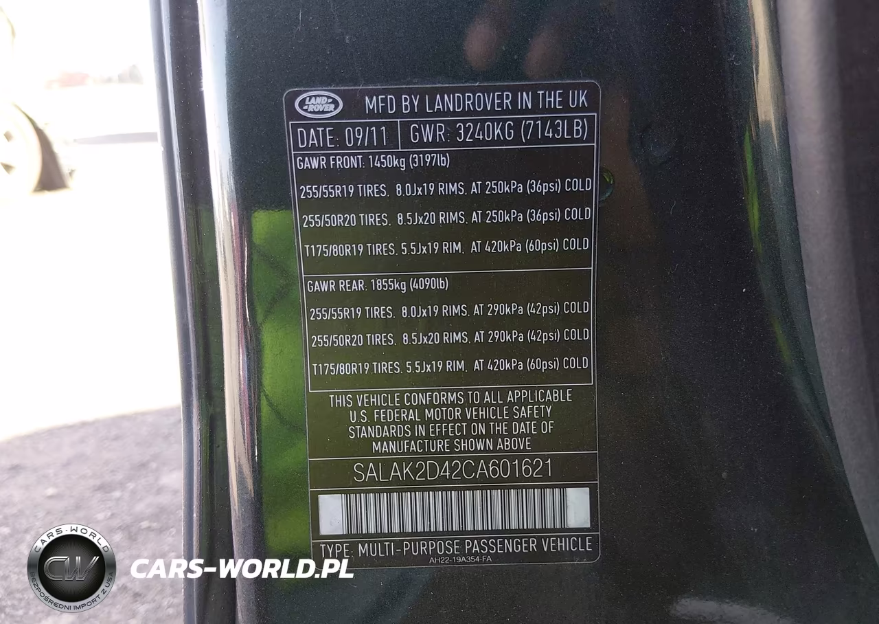 2012 Land Rover Lr4 VIN:SALAK2D42CA601621 - 9