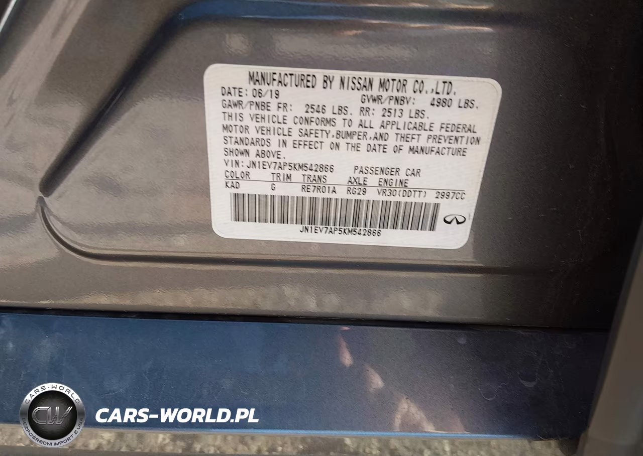 2019 Infiniti Q50 3.0T Sport VIN:JN1EV7AP5KM542866 - 9