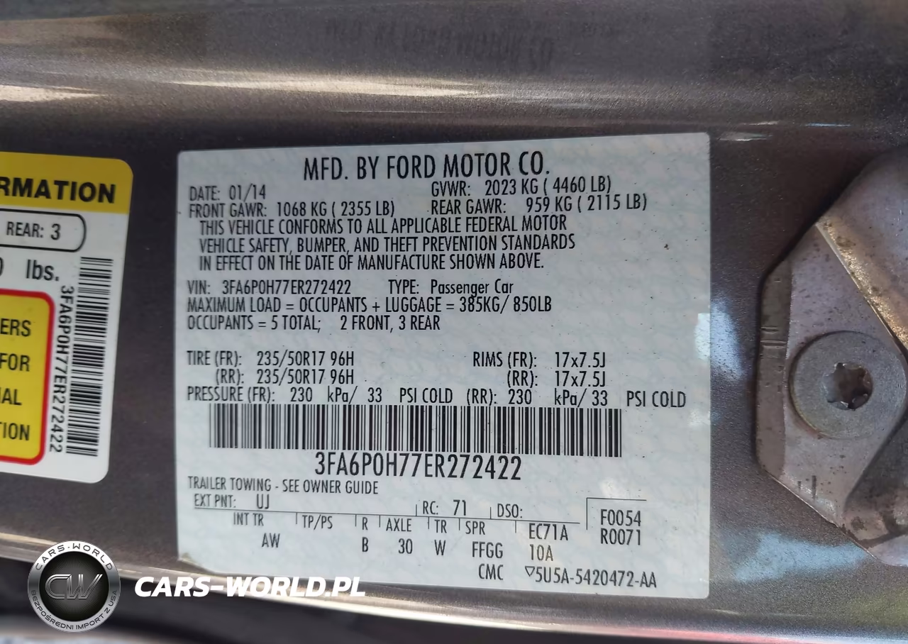 2014 Ford Fusion Se VIN:3FA6P0H77ER272422 - 9