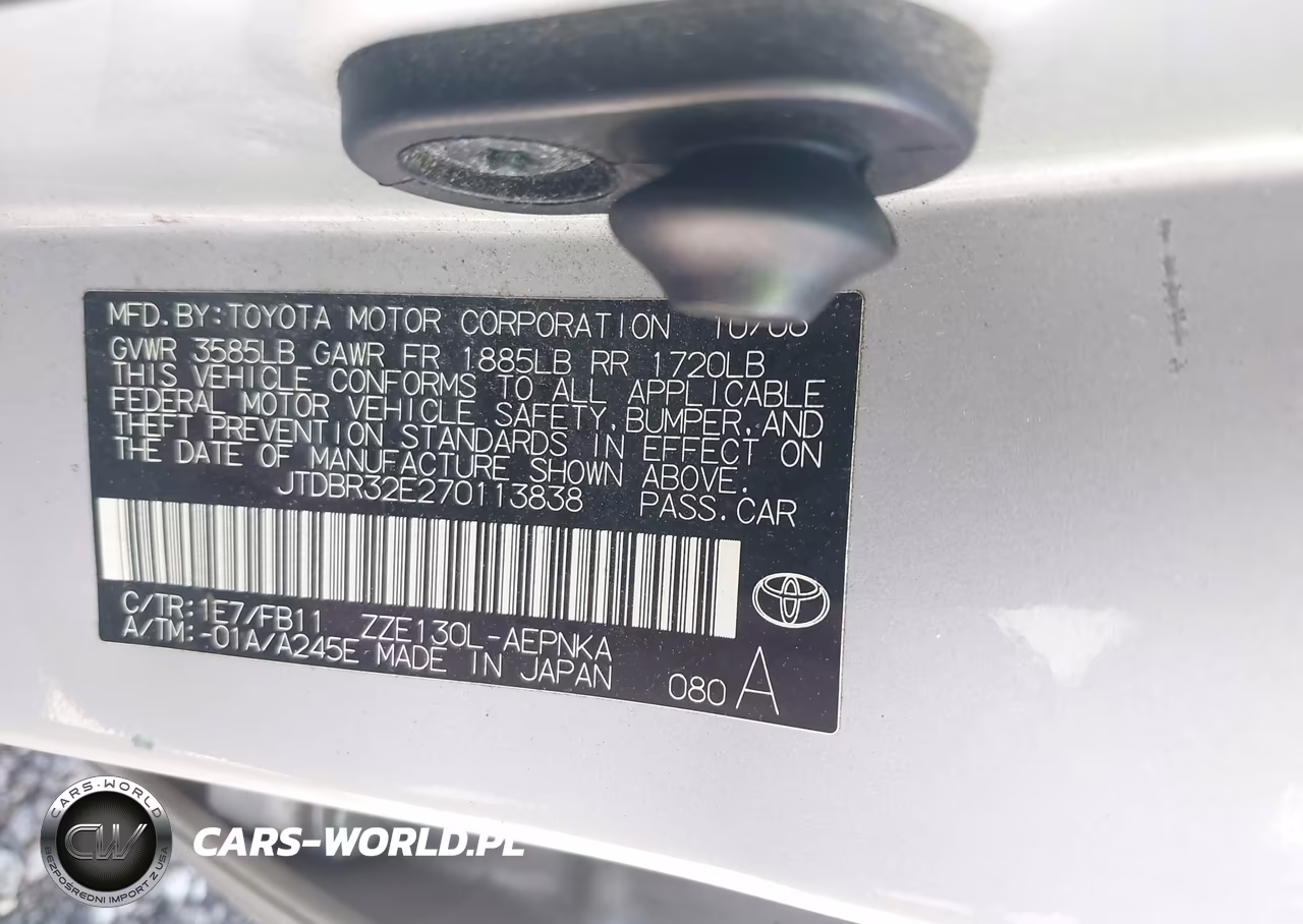 2007 Toyota Corolla Le VIN:JTDBR32E270113838 - 9