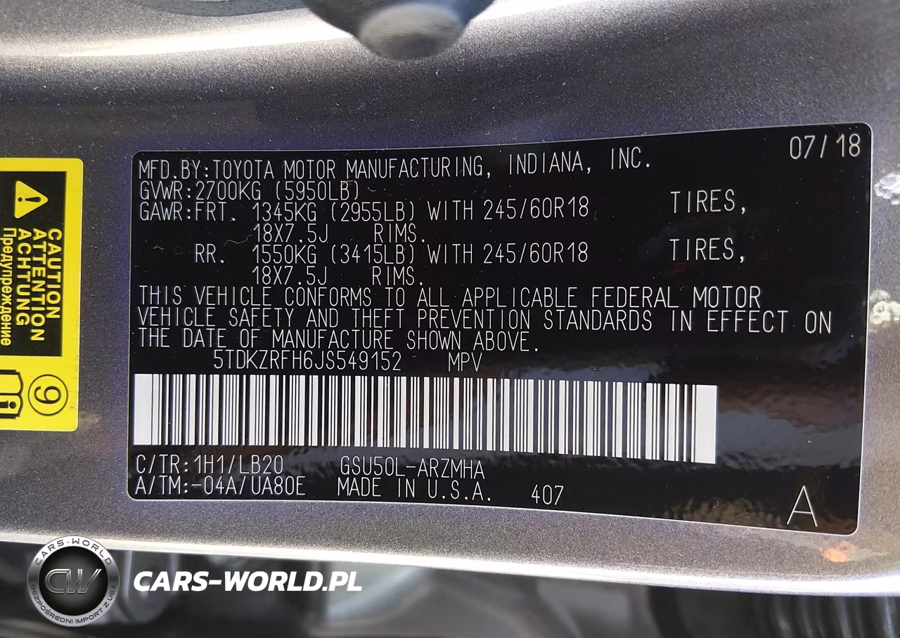 2018 Toyota Highlander Xle VIN:5TDKZRFH6JS549152 - 9