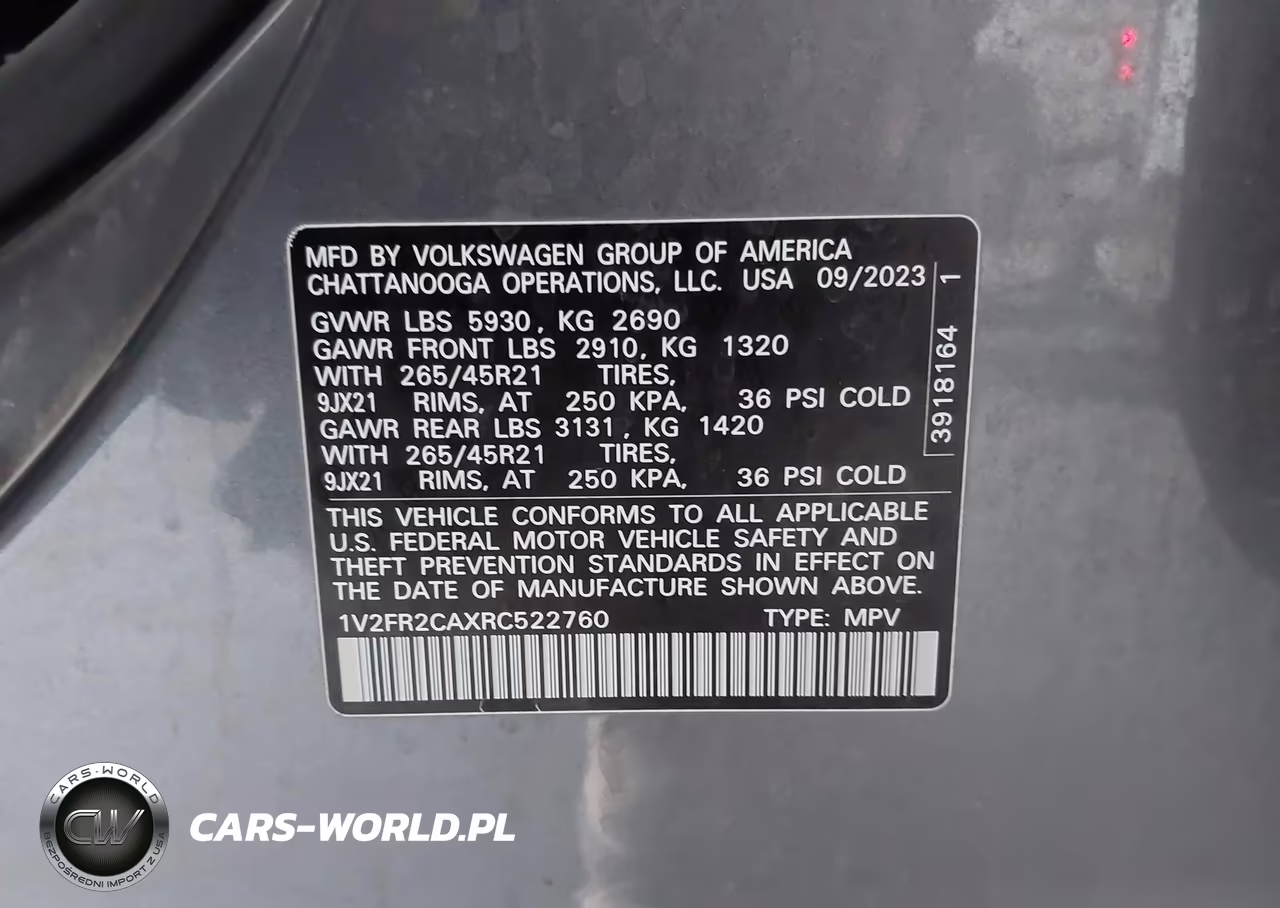 2024 Volkswagen Atlas 2.0T Sel Premium R-Line VIN:1V2FR2CAXRC522760 - 9
