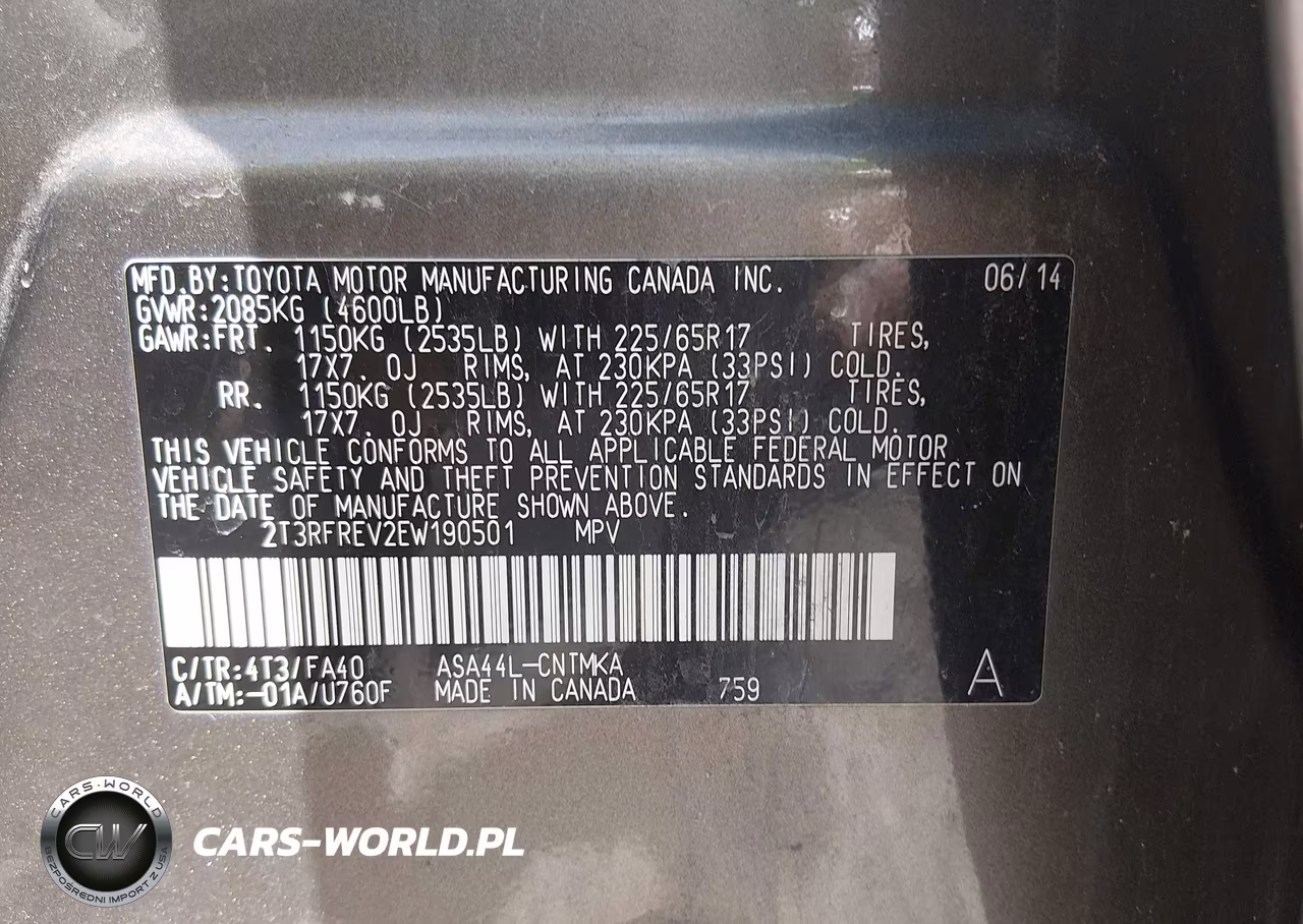 2014 Toyota Rav4 Xle VIN:2T3RFREV2EW190501 - 9