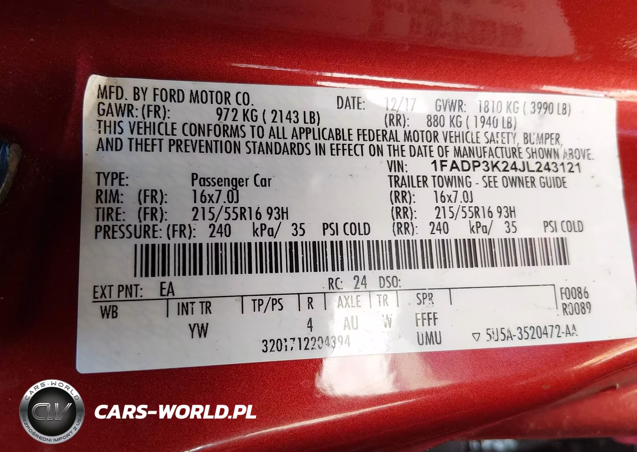 2018 Ford Focus Se VIN:1FADP3K24JL243121 - 9
