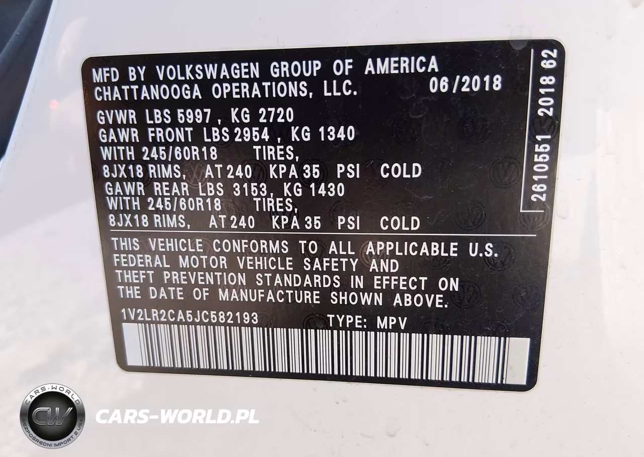 2018 Volkswagen Atlas 3.6L V6 Se-3.6L V6 Se W-Technology VIN:1V2LR2CA5JC582193 - 9
