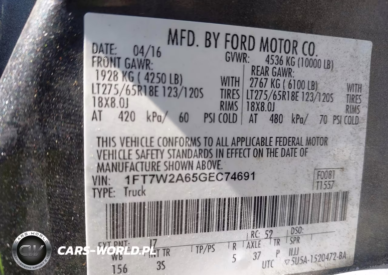 2016 Ford F-250 Xlt VIN:1FT7W2A65GEC74691 - 9