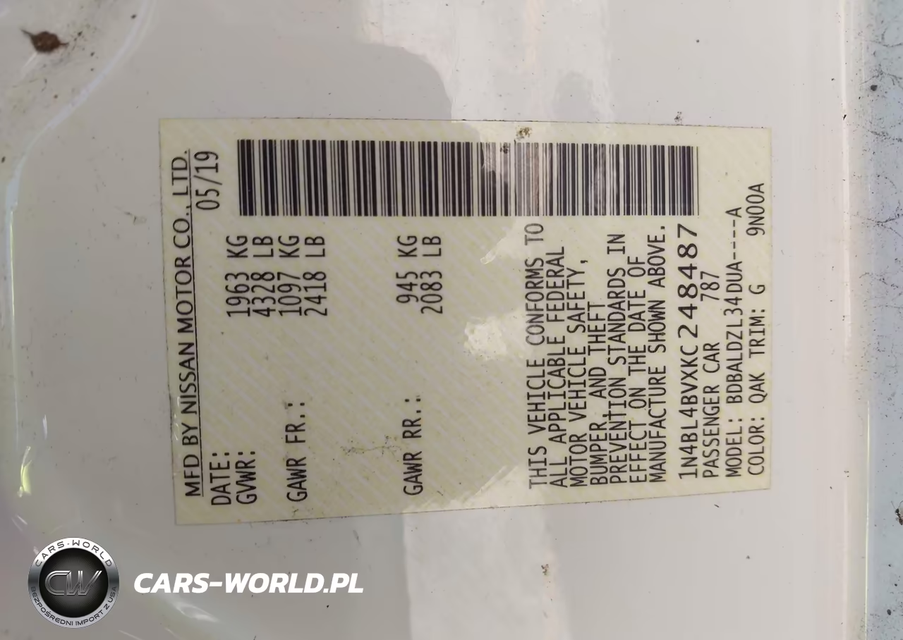 2019 Nissan Altima 2.5 S VIN:1N4BL4BVXKC248487 - 9