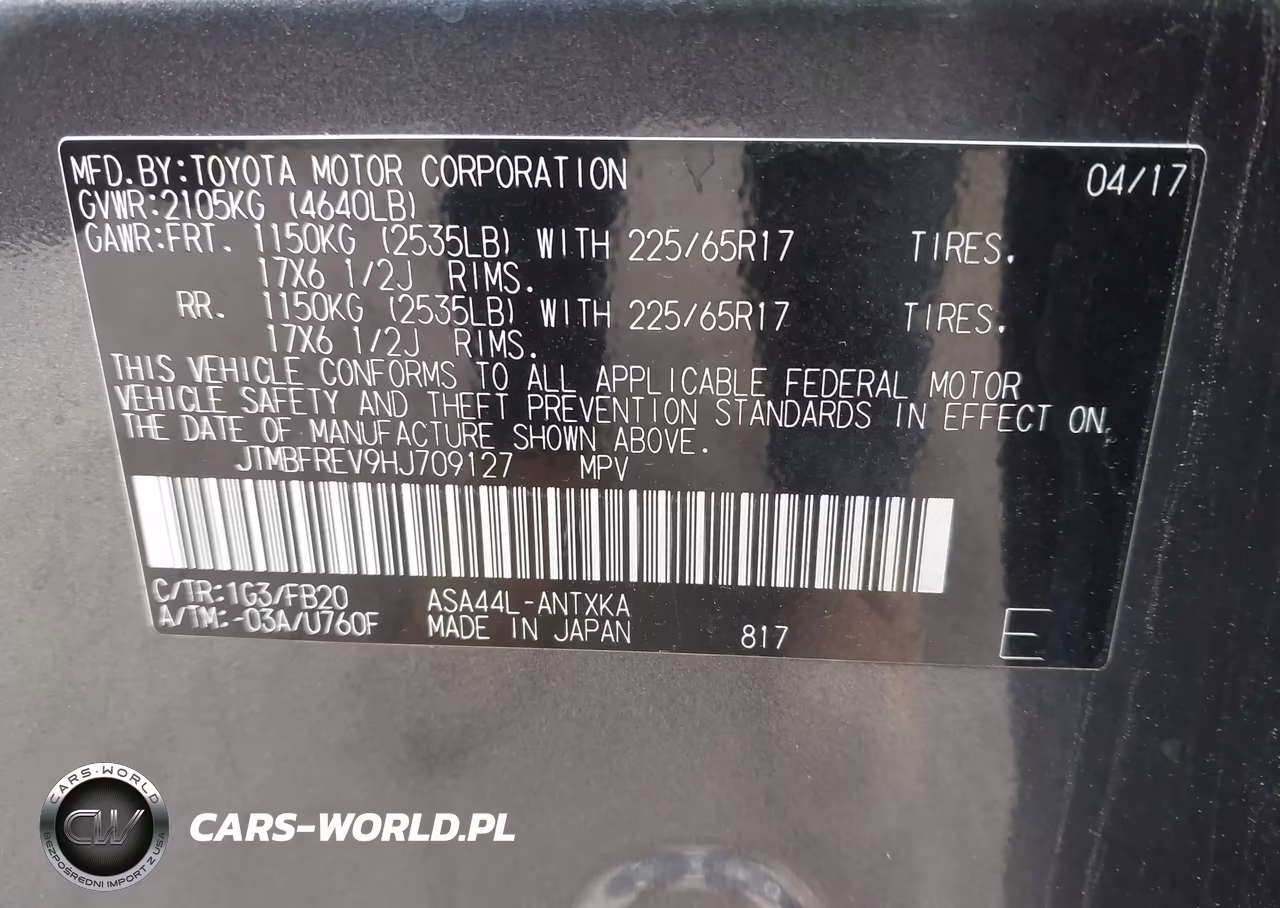 2017 Toyota Rav4 Le VIN:JTMBFREV9HJ709127 - 9