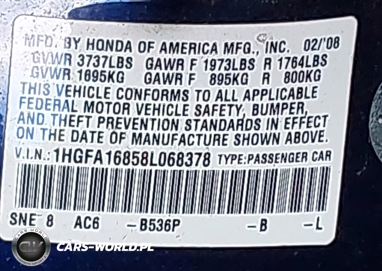 2008 Honda Civic Ex VIN:1HGFA16858L068378 - 9