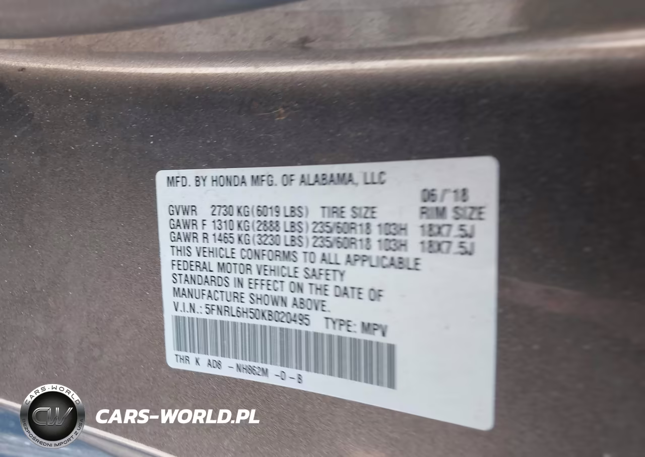 2019 Honda Odyssey Ex VIN:5FNRL6H50KB020495 - 9