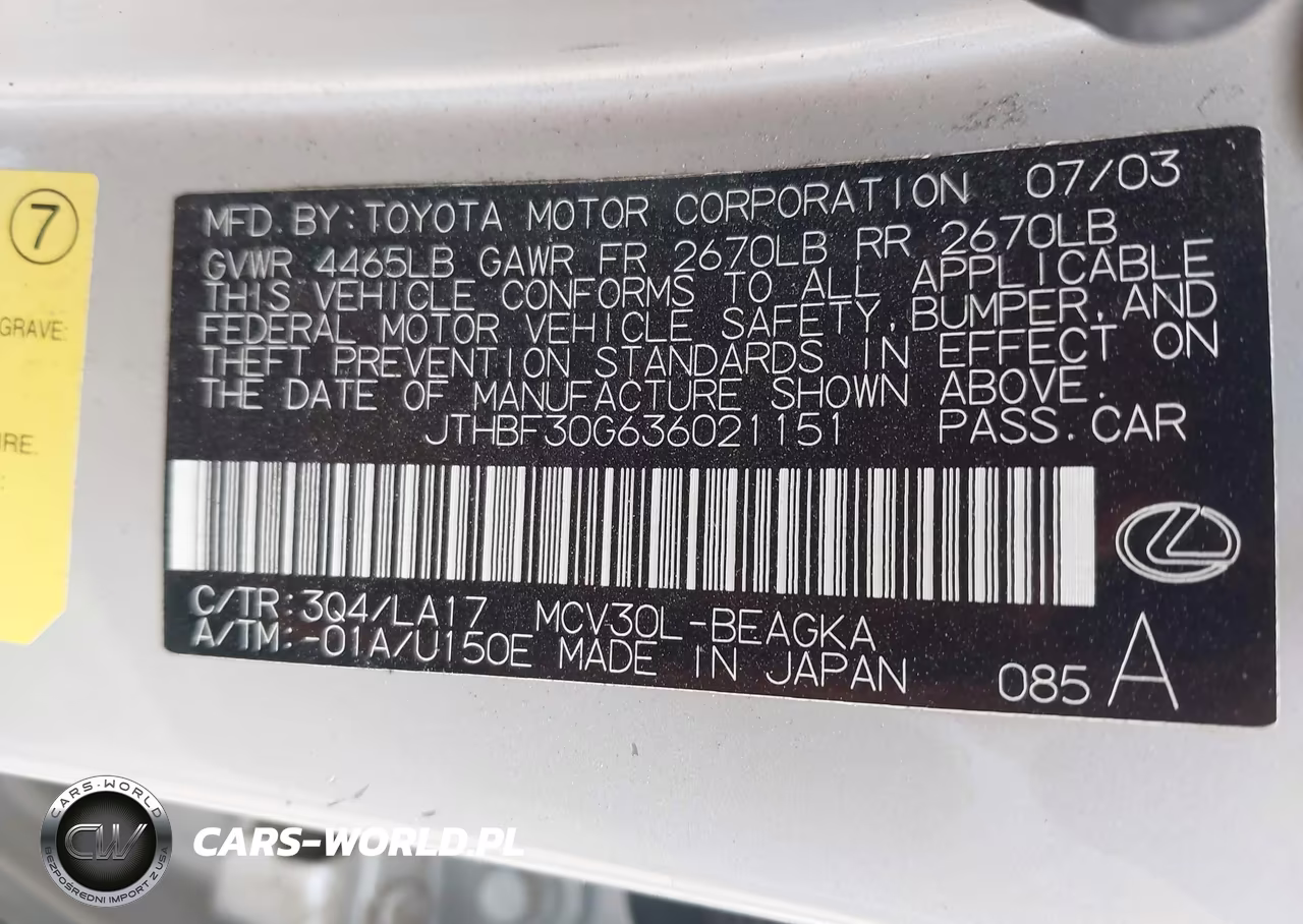 2003 Lexus Es 300 VIN:JTHBF30G636021151 - 9