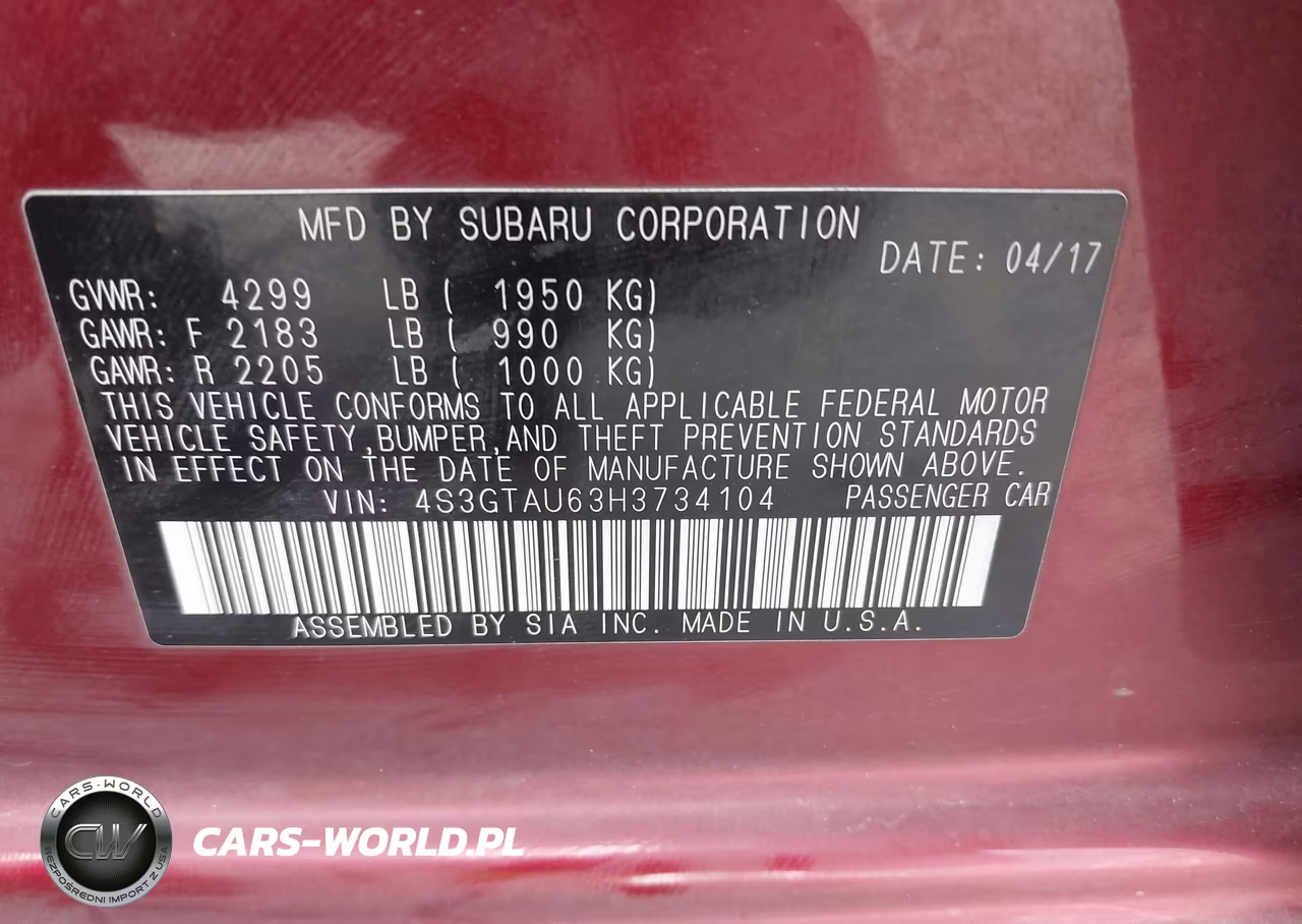 2017 Subaru Impreza 2.0I Limited VIN:4S3GTAU63H3734104 - 9