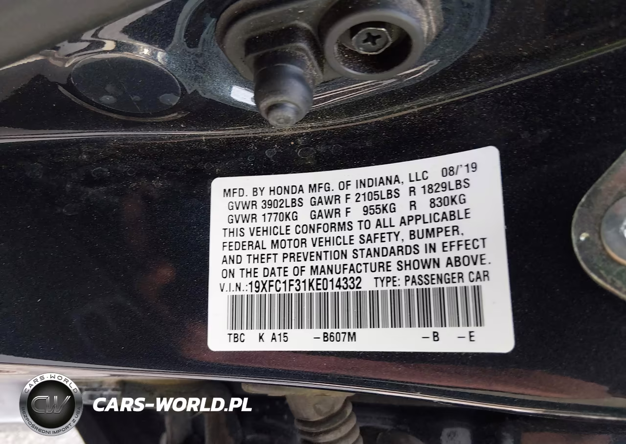 2019 Honda Civic Ex VIN:19XFC1F31KE014332 - 9