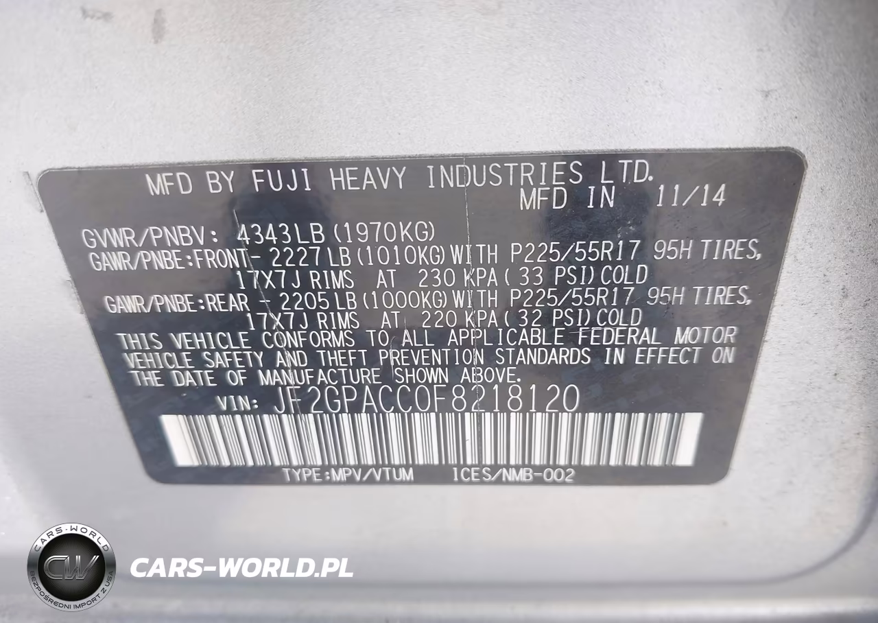 2015 Subaru Xv Crosstrek 2.0I Premium VIN:JF2GPACC0F8218120 - 9