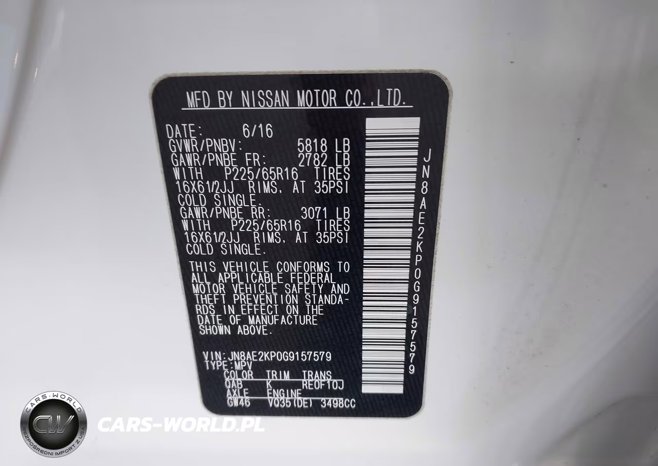 2016 Nissan Quest S VIN:JN8AE2KP0G9157579 - 9