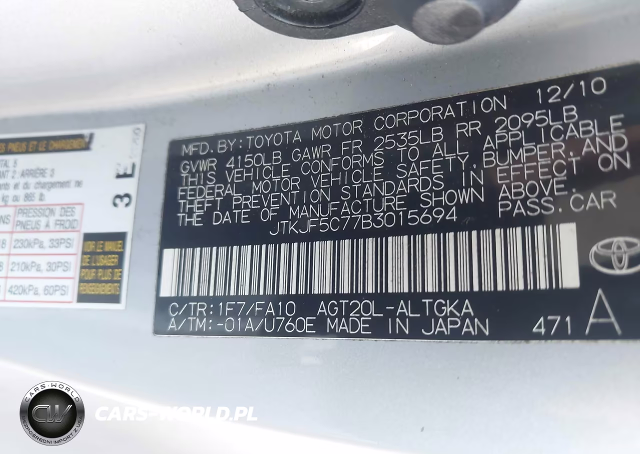 2011 Scion Tc VIN:JTKJF5C77B3015694 - 9