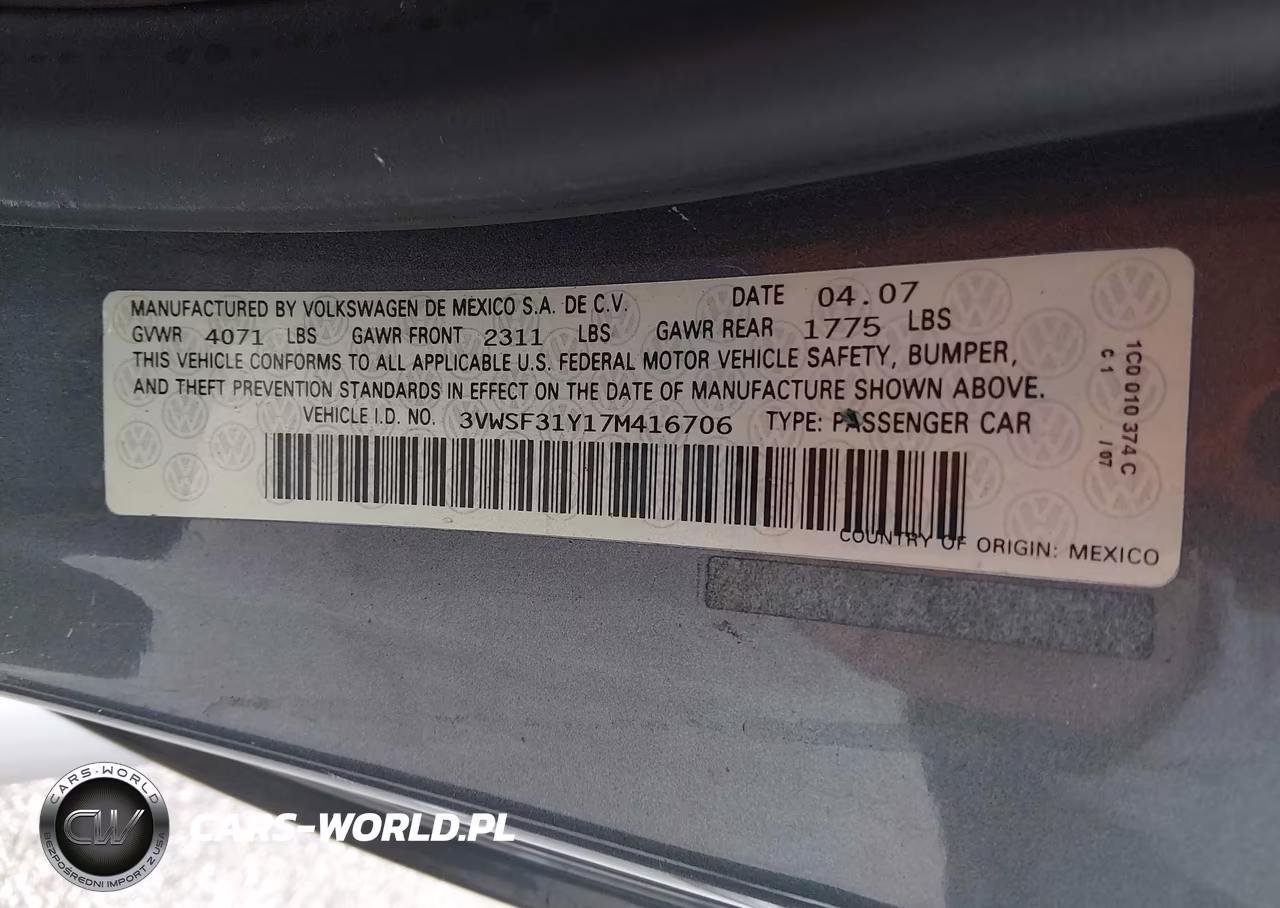 2007 Volkswagen New Beetle 2.5 VIN:3VWSF31Y17M416706 - 9