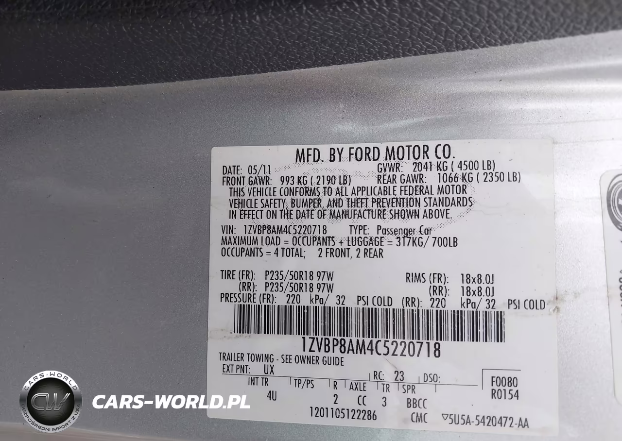 2012 Ford Mustang V6 Premium VIN:1ZVBP8AM4C5220718 - 9