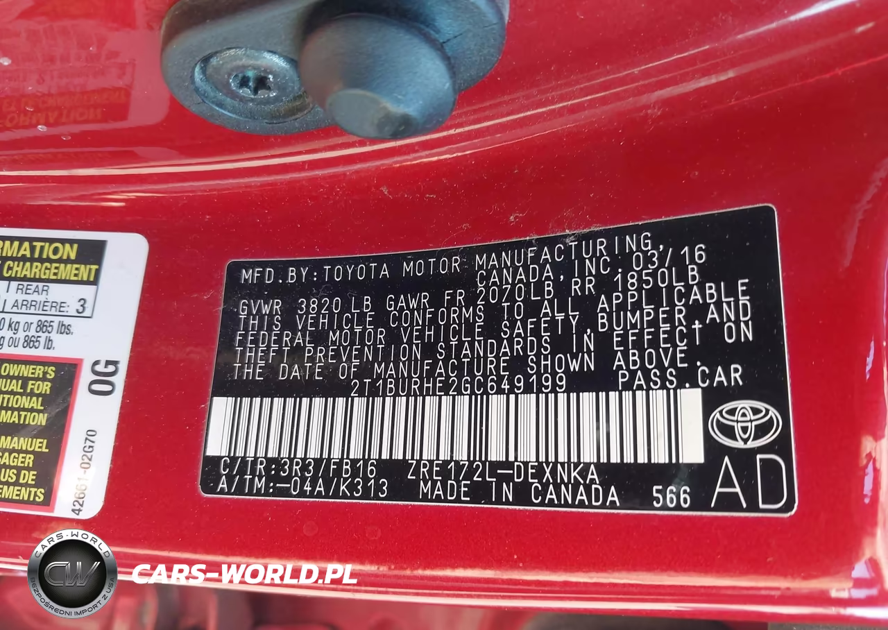 2016 Toyota Corolla Le VIN:2T1BURHE2GC649199 - 9